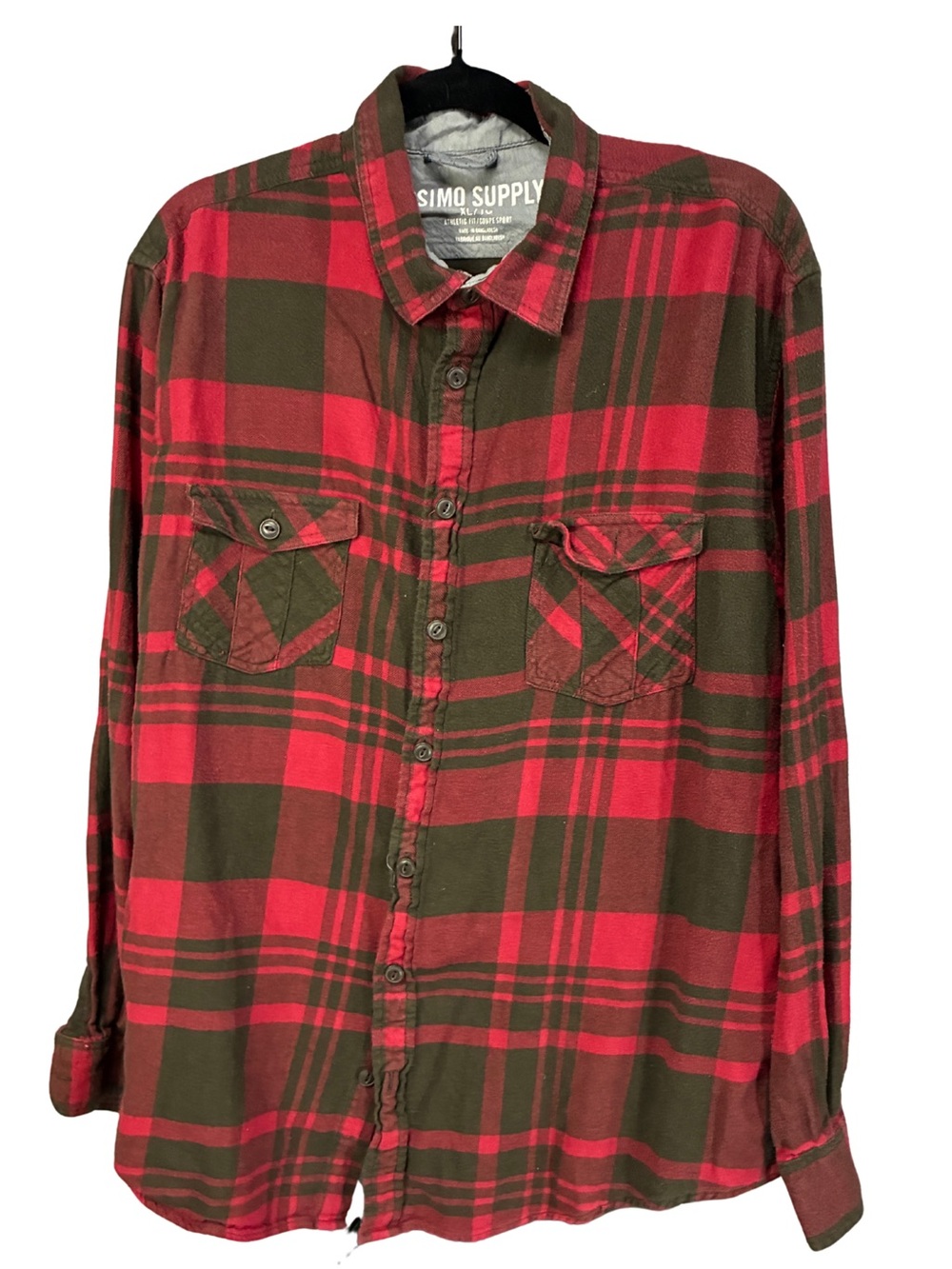 Mossimo Supply Co. Red & Olive Plaid Flannel Shirt